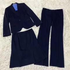 美品✨Les Mues スーツ ビジネス スリーピース ネイビー M ストライプ