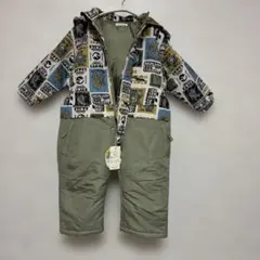 ジャンプスーツ 恐竜柄 スノーウェア 雪遊び 中綿 つなぎ 90cm