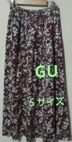 GUボルドー花柄ロングスカート