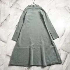 M18098 ミラオーウェン　バックリボンロングニットワンピース　フレア