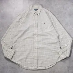 ラルフローレン チェックシャツ 古着 ポニー 刺繍 L 黄 紺 19630