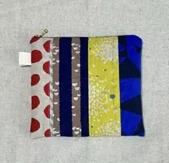 カラフルストライプポーチ　エチノ　フラットポーチ　ハンドメイド