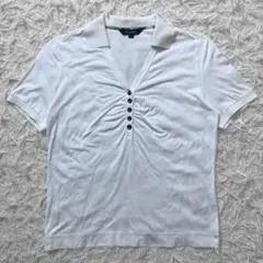 BURBERRY LONDON 襟裏 ノバチェック ポロシャツ 白 M ロゴ