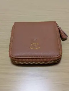 ブラウン 二つ折り財布 ファスナー付き