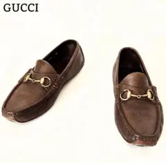 GUCCI ビット ローファー ドライビングシューズ 靴 レザー 茶 24.5