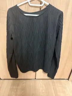 ブラック波模様長袖カットソー F