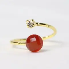レッドアゲート 6mm 天然石 ジルコニア 指輪 ゴールド