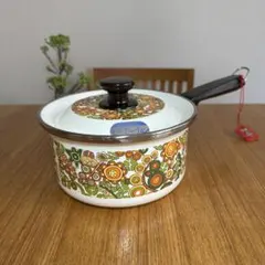未使用 タイガー 片手鍋 モンセーブル 花柄 ホーロー 昭和レトロ レトロポップのサムネイル