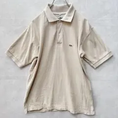 希少 フランス製 LACOSTE ポロシャツ S ベージュ ワニ刺繍ヴィンテージ