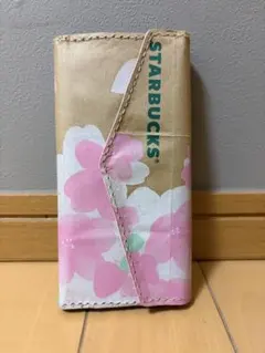 STARBUCKS 紙袋リメイク 桜の花柄 iPhone12ケースのサムネイル