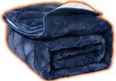 本日特別価格❣️敷パッド 保温力抜群 シングル 丸洗いOK ネイビー 敷きパット