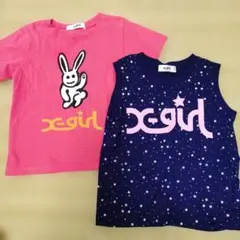xgirl100ウサギプリント Tシャツと星柄タンクトップセット