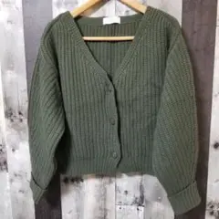 SLOBE IENA　カシミヤ混　畦編み　ショート　カーディガン　ニット