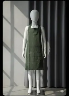 子供用 バッククロスエプロン カーキ 無地 ジュニア