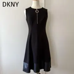 DKNY ダナキャラン　ワンピース黒　ブラック　ノースリーブワンピース　モチーフのサムネイル