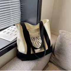 トートバッグ アイボリー ブラック 大容量