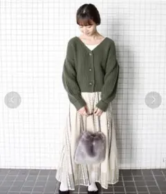 スローブイエナ カシミヤ混 畦ショートカーディガン