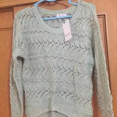 新品★Bye Byeバイバイの薄手ニット！かぎ編み！グリーンのサムネイル