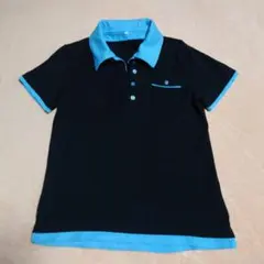 ブラック/ブルー 半袖ポロシャツ Lサイズ