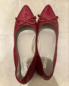 Vivian レッド バレエシューズ 24cmのサムネイル