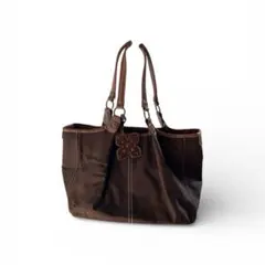 トートバッグ ブラウン フラワーモチーフ