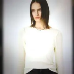 【MOUSSY】ロングスリーブニット セーター ♡ FREE♡クリームイエロー