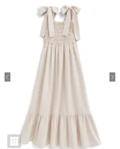 リボン付きベージュキャミワンピース