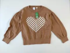 GapKids ブラウン ハートチェック柄 ニット 110cm タグ付き未使用