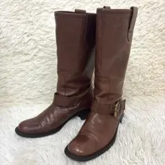 マーガレットハウエル 本革 ロングブーツ23.0cm ダークブラウン