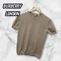 バーバリーロンドン　半袖ニット　M イタリア　ベージュ　ホースロゴ刺繍
