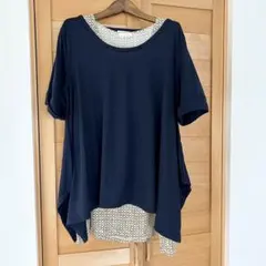 【ドレープワンピ】半袖 ワンピース 重ね着 変型 個性的 さらさら