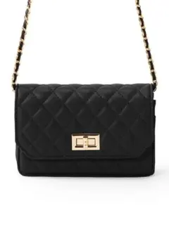 キルティングレザー チェーン ショルダーバッグ tr319 黒 ブラック