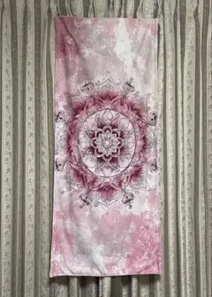 滝汗に！　【ハンドメイド・新品未使用】　ホットヨガマットタオル　曼荼羅　ピンク