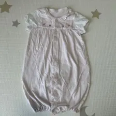 赤ちゃんの城 チェリー刺繍 ピンク ツーウェイ・ドレスオール 50〜70 新生児