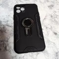 iPhone11 Pro ケース リング付き 耐衝撃 ブラックのサムネイル