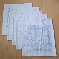250830-12 レア‼️カネボウ 草笛 レース 座布団カバー 5枚セットのサムネイル