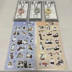 モフサンドシール2枚　カラビナ付きリールキーホルダー3点　合計5点セット