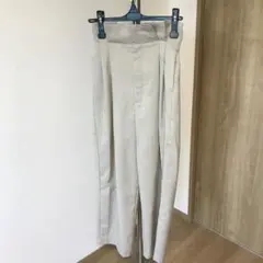 GU ジーユー ハイウエストワイドストレートパンツ　M ベージュ　ストライブ