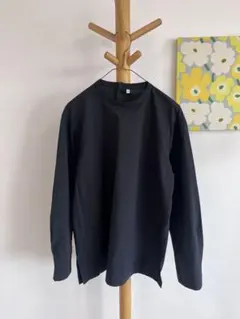 無印良品　乾きやすいブロード長袖ブラウス　ブラック　M