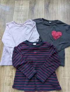 【3枚セット】プティマイン、アプレレクール フリル付き長袖カットソー 120cm