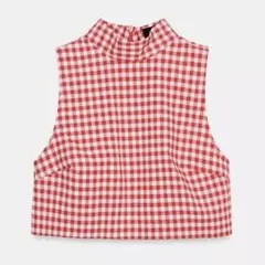 ザラ ZARA ギンガムチェック柄クロップド丈トップスのサムネイル