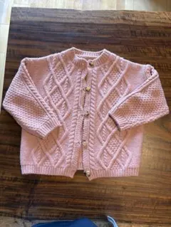 ピンク ケーブルニット カーディガン