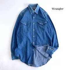 80sヴィンテージ★ラングラー　ウエスタンデニムシャツ　ブルー　USA製　L