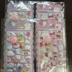 ぷっくりシール 4枚セット うさぎ 犬