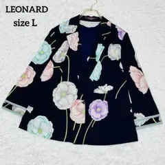 LEONARD レオナール カンカン素材 花柄 ジャケット ストレッチ L