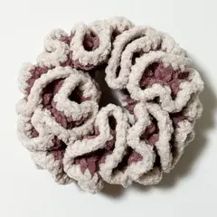 ハンドメイド フリルシュシュ 編み物 かぎ編み ピンク系 毛糸