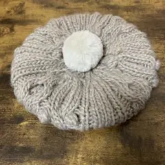 ☘️Samansa Mos2 ぽんぽん付ニットベレー　モカ