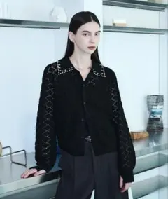 seyto Bijou collar openwork knitcardigan