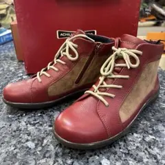 アキレス・ソルボ　レザーとスエード切替サイドジップレザーショートブーツ新品のサムネイル