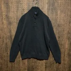 ラルフローレン　ハーフボタン　ニット　セーター　グレー　ポニー刺繍　rkn008